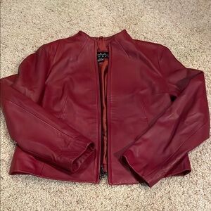 Women’s red leather jacket